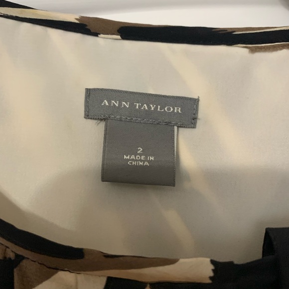 Size 2 black, white and brown Ann Taylor midi dress - Picture 3 of 6